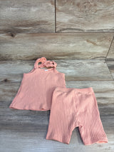 Pl Kids 2pc Ribbed Tank Top & Shorts Set Peach sz 2T