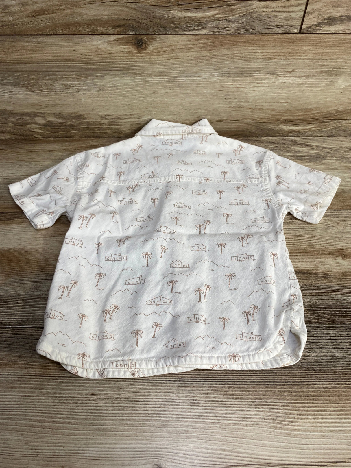 Easy-Peasy Palm Tree Print Button Up Shirt White sz 3T