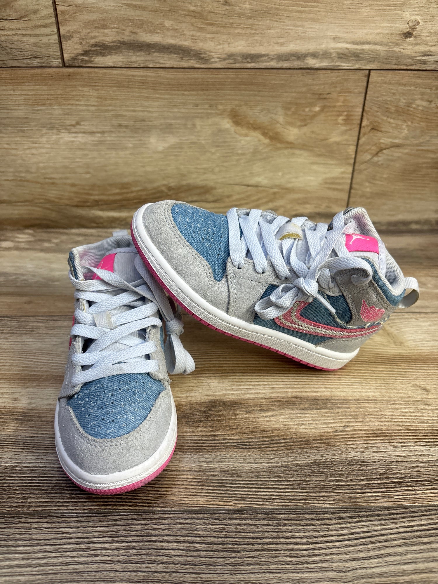 Air Jordan 1 Mid SE PS 'Denim Squad' Sneakers sz 11c