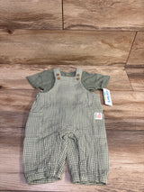 NEW Child of Mine 2pc Henley Shirt & Overalls Set Green sz 0-3m