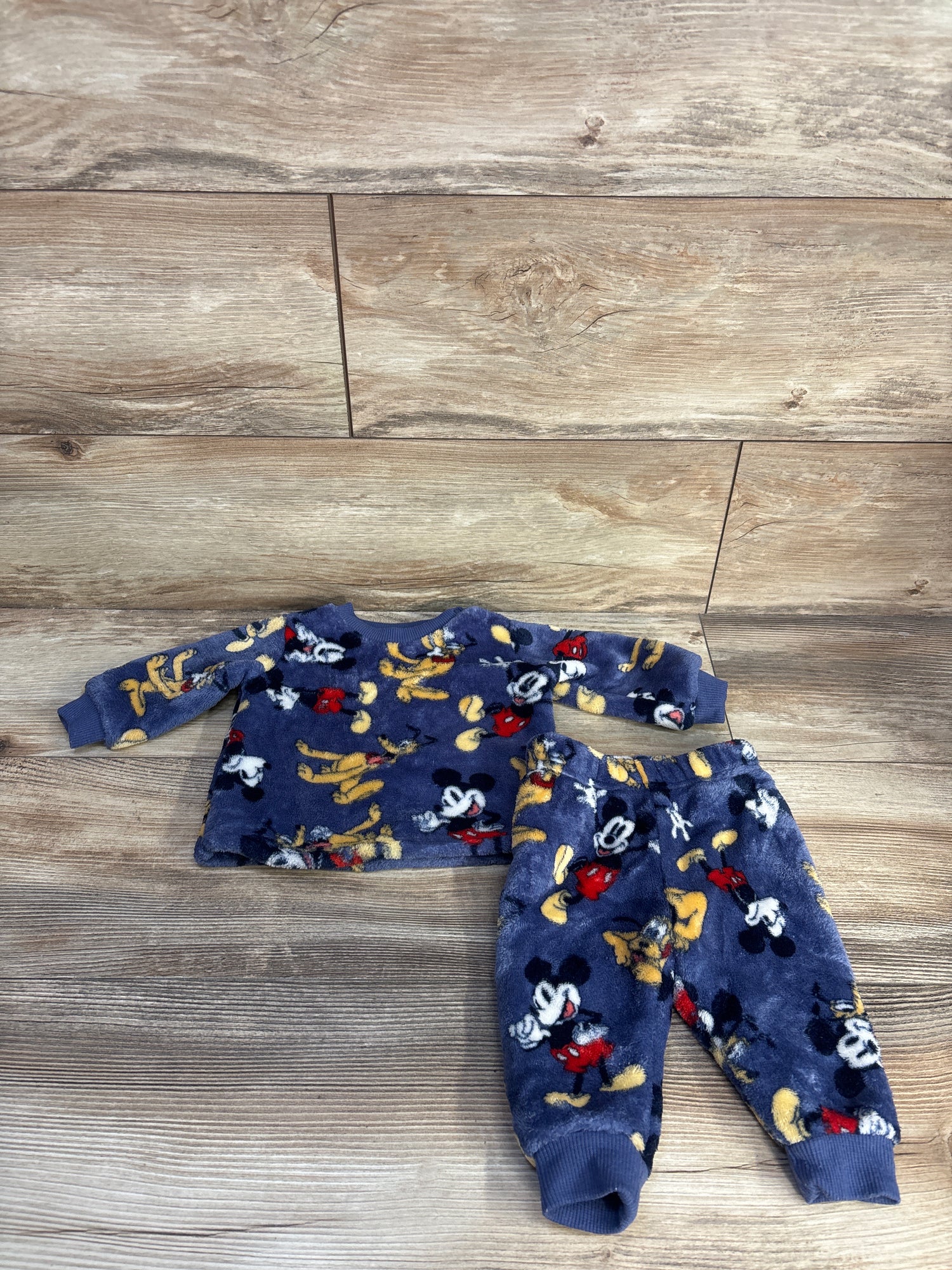 Disney Baby 2pc Plush Mickey Mouse Sweatshirt & Joggers Set Blue sz 0-3m