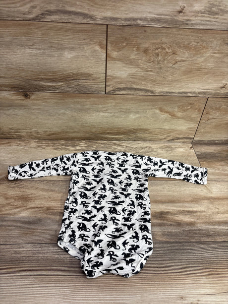 Kate Quinn bamboo henley bodysuit in white with black dragon print, size 6-12m