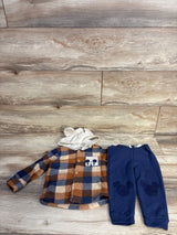 NEW Disney Baby 2pc Mickey Fleece Hooded Shirt & Joggers Set Beige sz 12m