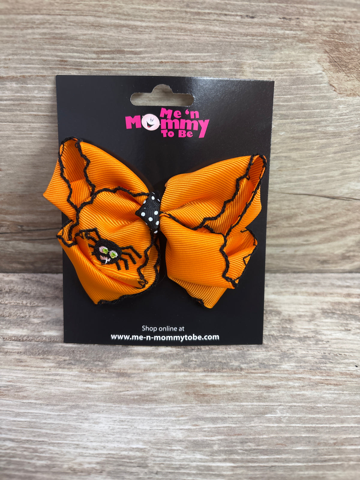 NEW Large Embroidered Spider Hair Bow Orange
