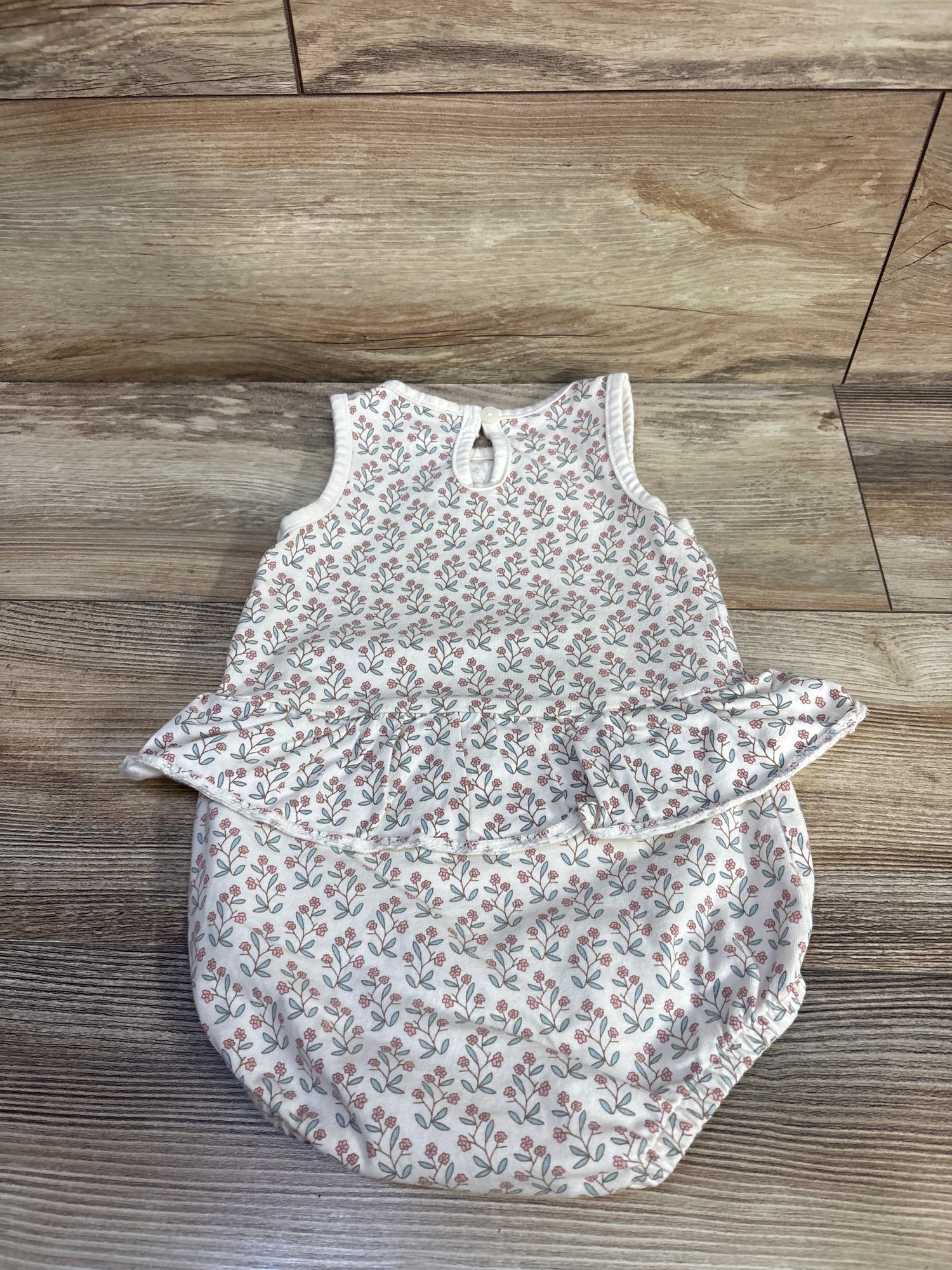 Little Planet Organic Floral Shortie Romper Ivory sz 18m