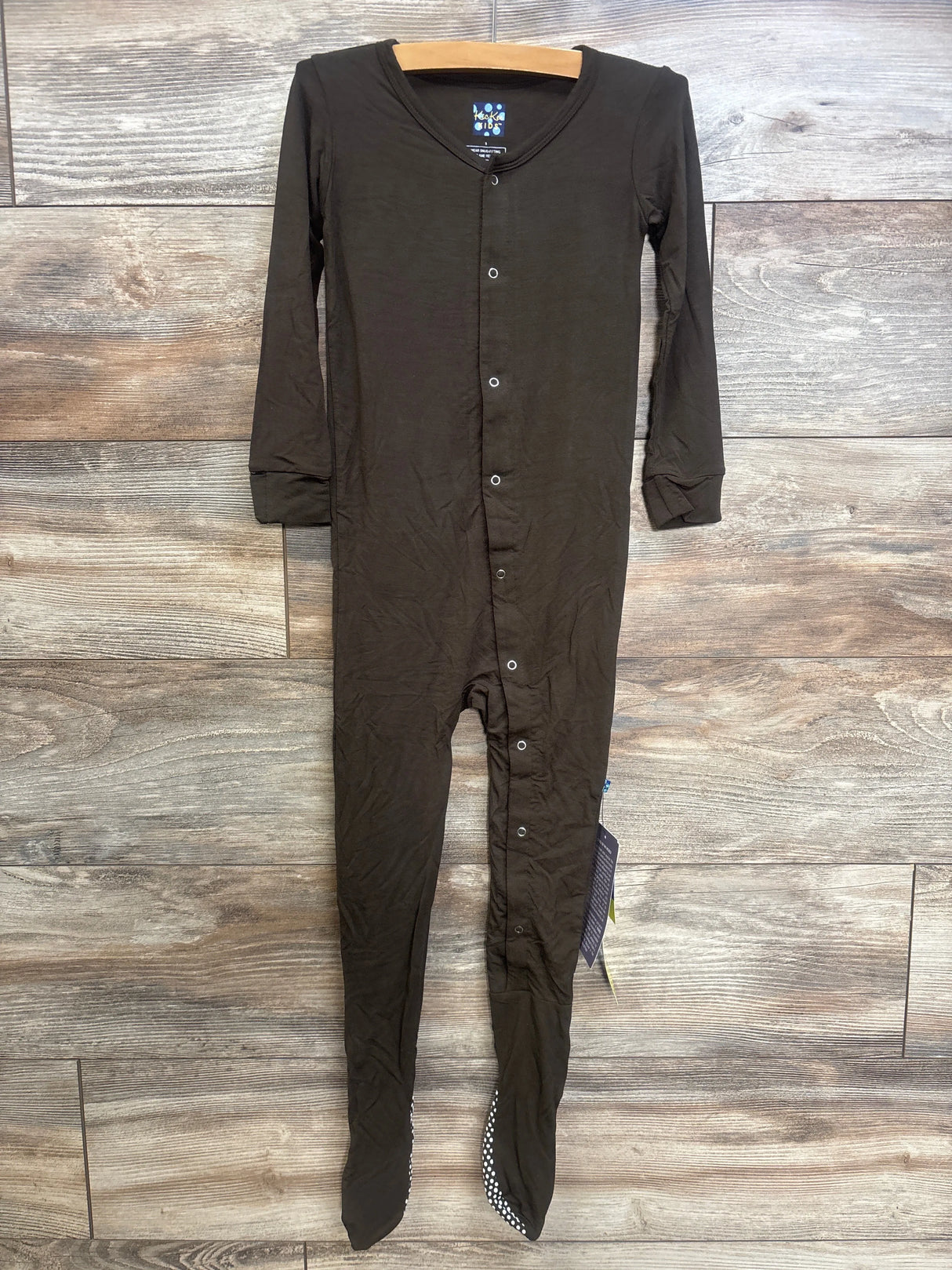 NEW Kickee Kids Snap Footie in Bark Brown sz 5T
