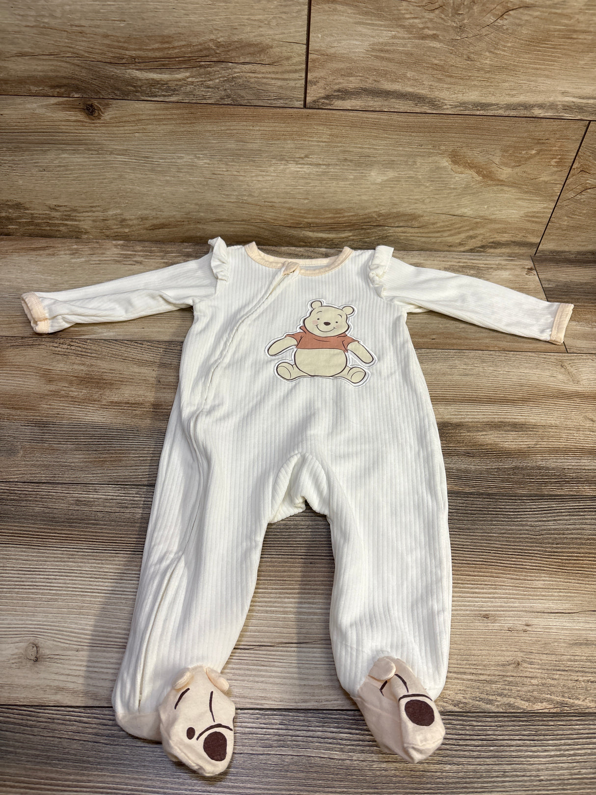 Disney Baby Winnie The Pooh Blanket Sleeper Ivory sz 6-9m