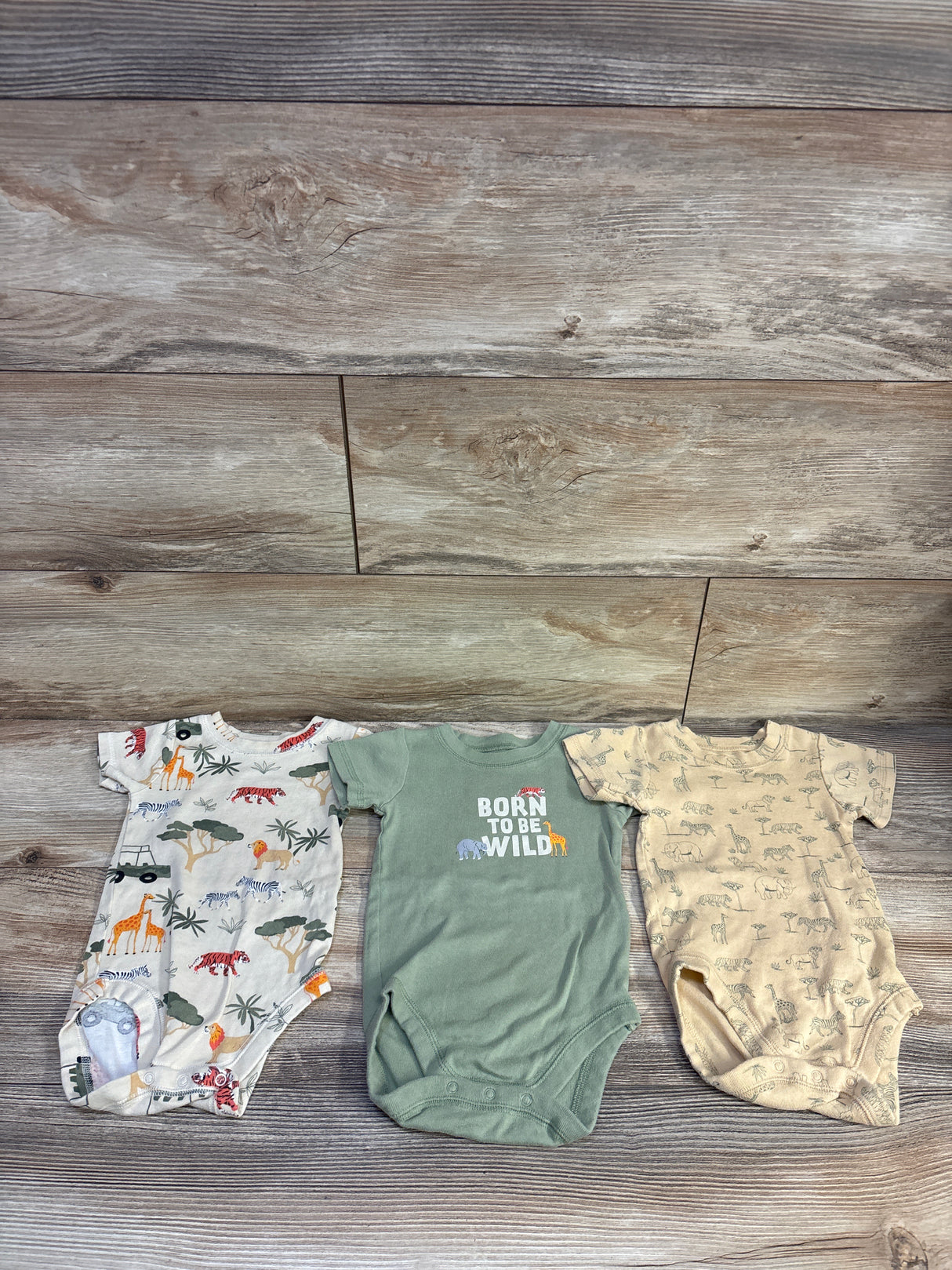 Children's Place 3pk Safari Bodysuits Beige sz 12-18m