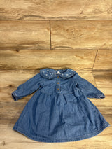 Cat & Jack Chambray Collar Embroidered Dress Blue sz 2T