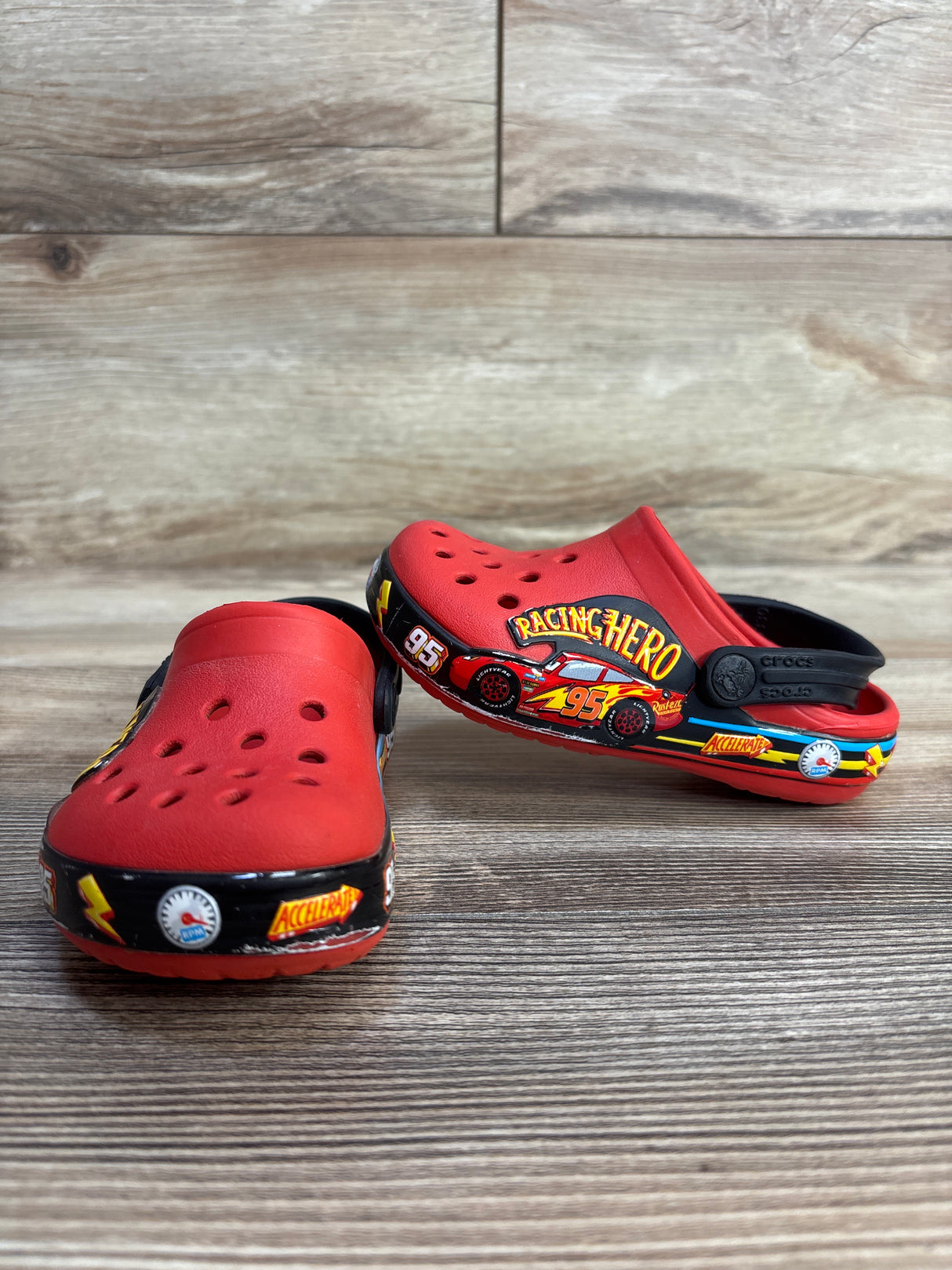 Crocs Classic Clogs Cars Themed, Red sz 7c