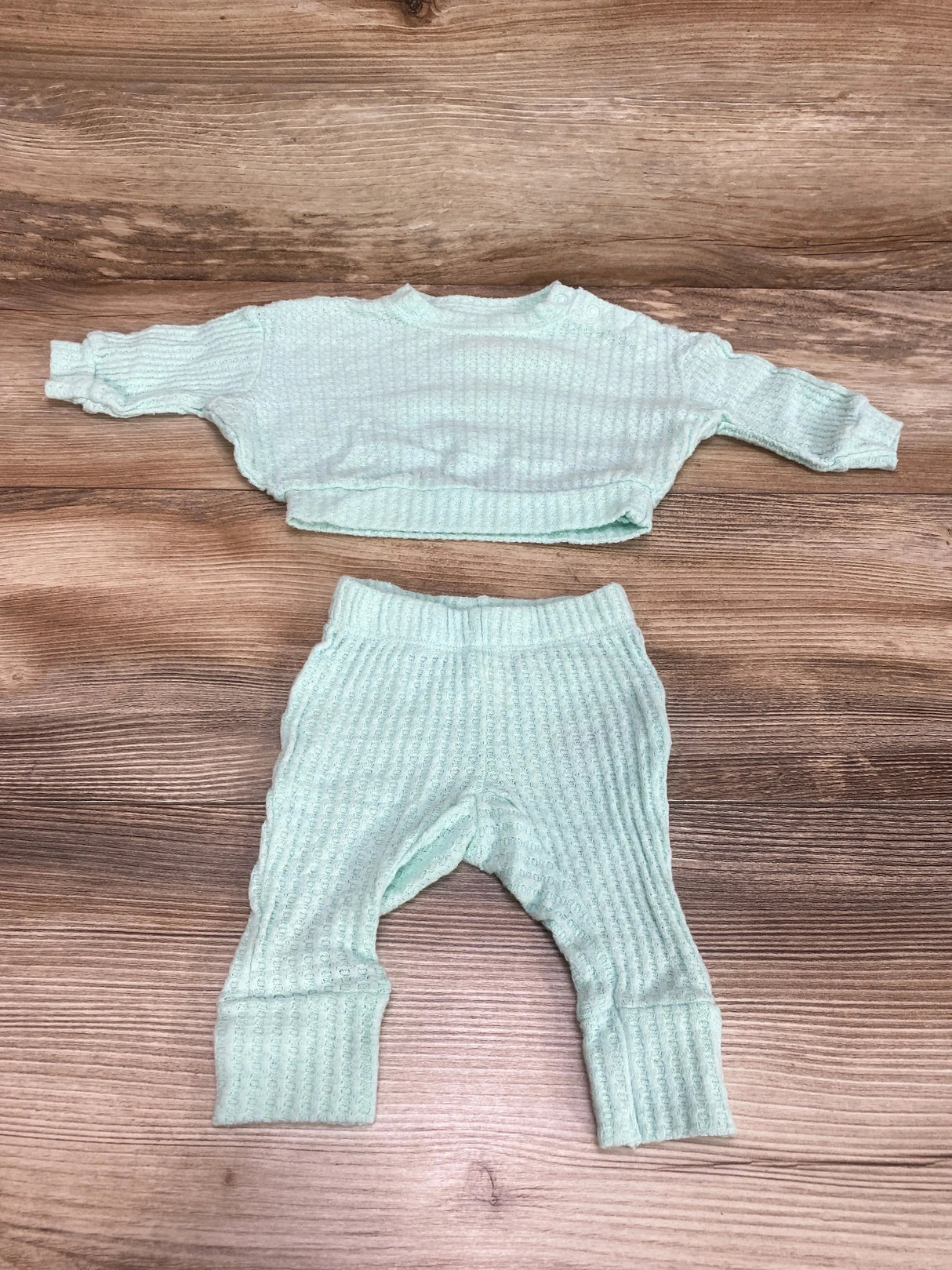 Cat & Jack 2pc Waffle Knit Shirt & Pants Mint sz Newborn