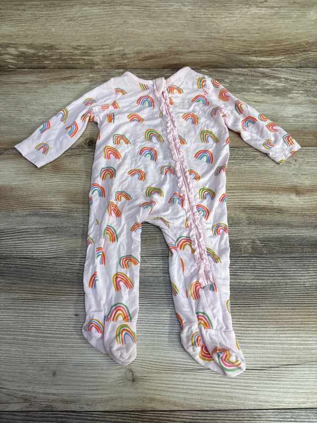 Mudpie Ruffle Rainbow Print Sleeper Pink sz 0-3m - Me n Mommy To Be