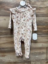 NEW Kyle + Deena 2pc Velour Footed Coverall & Hat Set Pink sz 3/6m