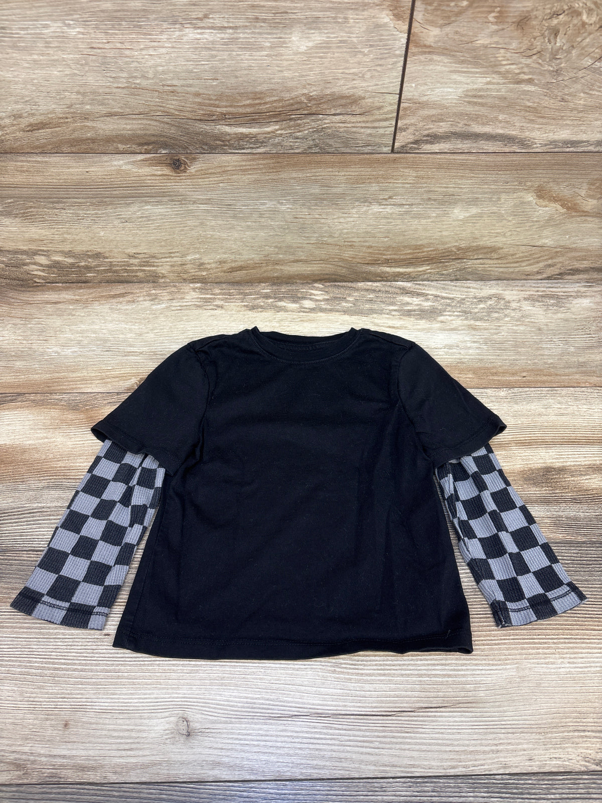 Old Navy Layered Waffle Knit Long Sleeve Shirt Black sz 4T