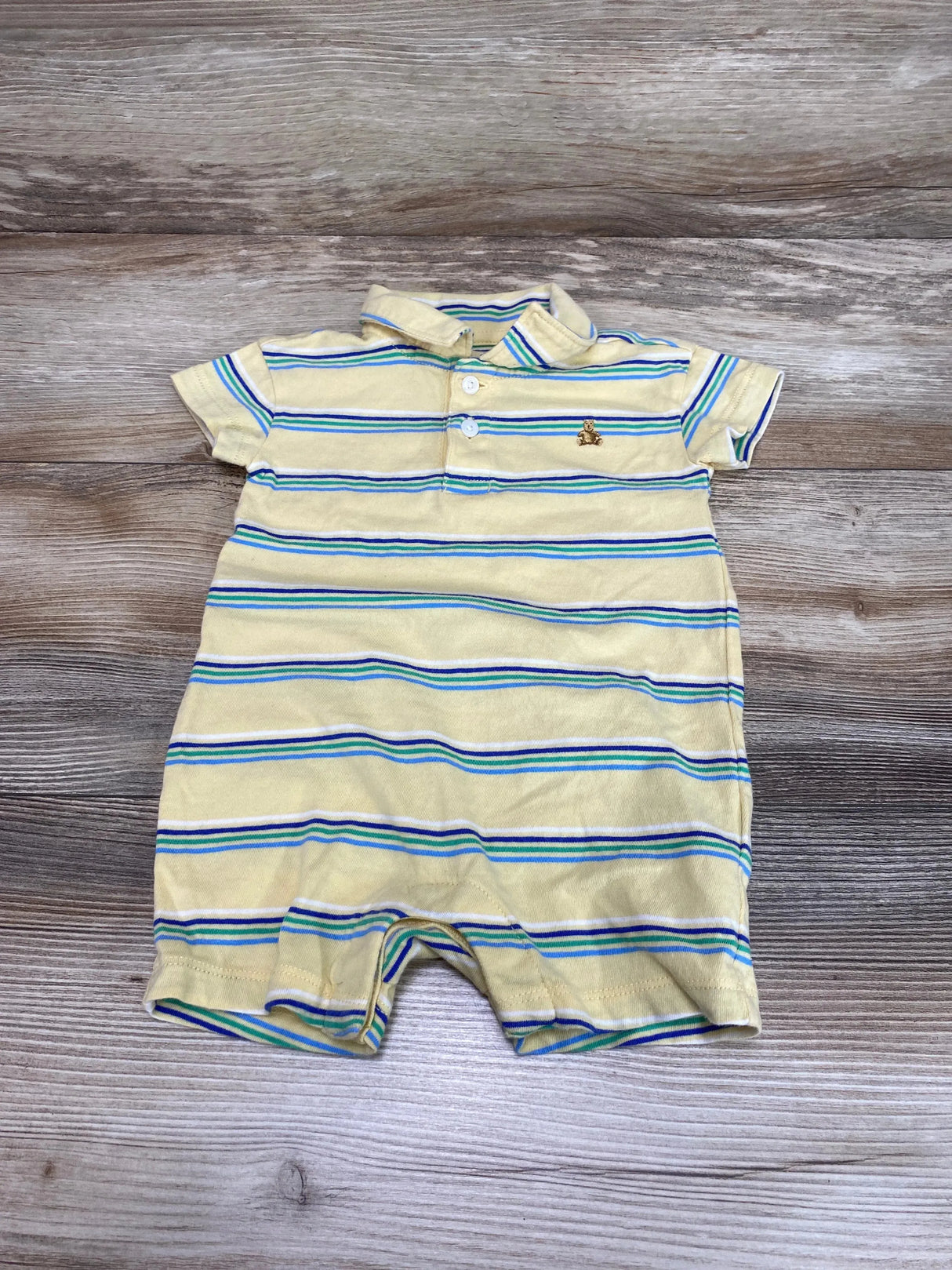 Baby Gap Polo Striped Shortie Romper Yellow sz 3-6m