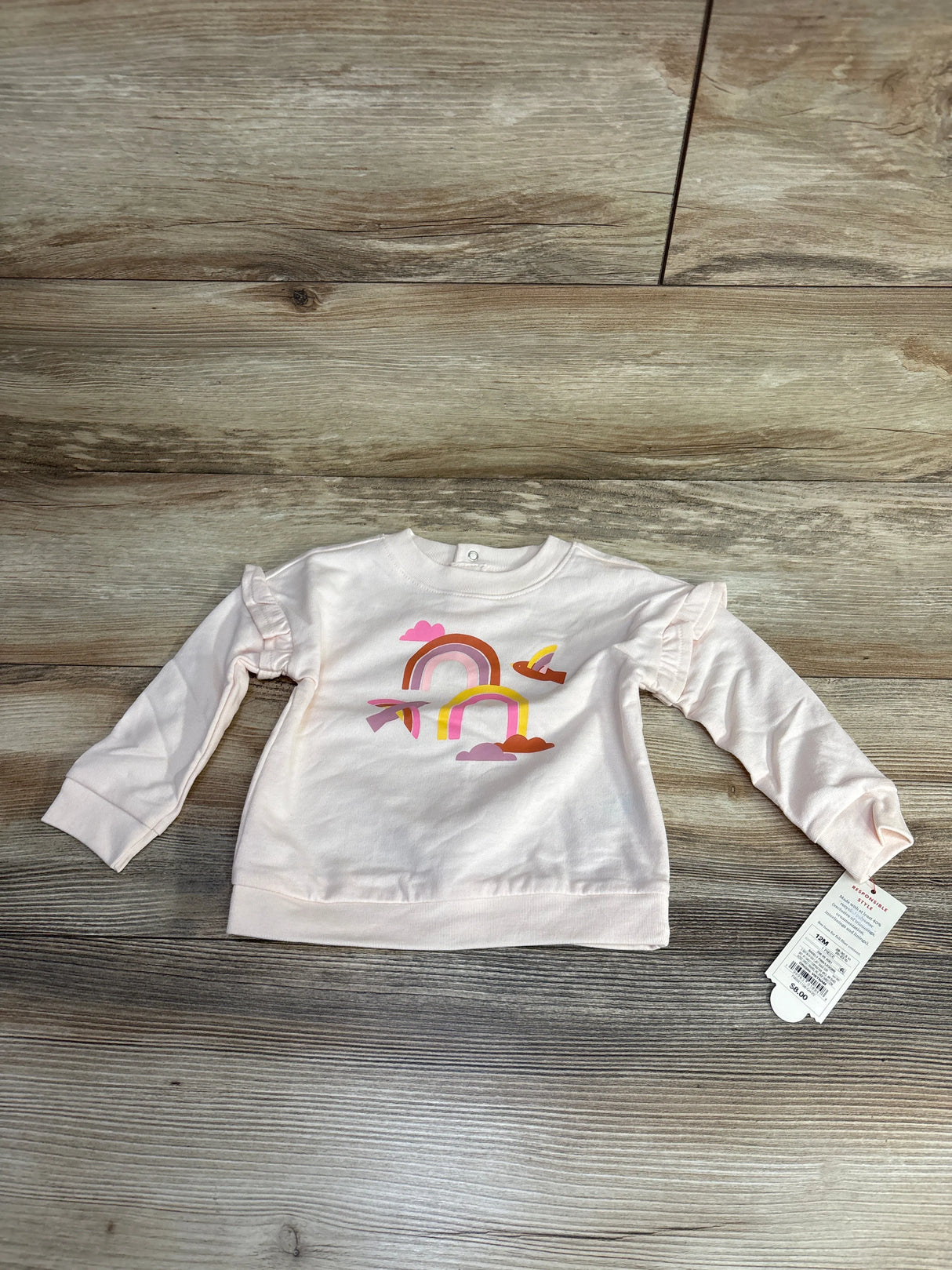 NEW Cat & Jack Rainbow Sweatshirt Pink sz 12m