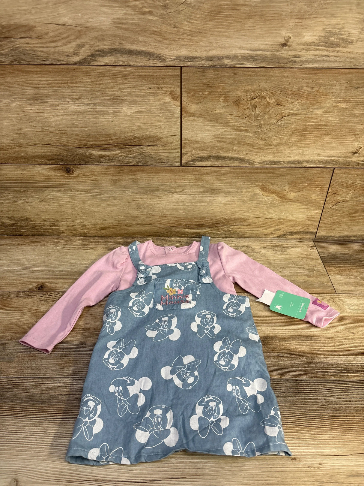NEW Disney Baby 2pc Minnie Mouse Bodysuit & Skirtall Set Pink sz 18m