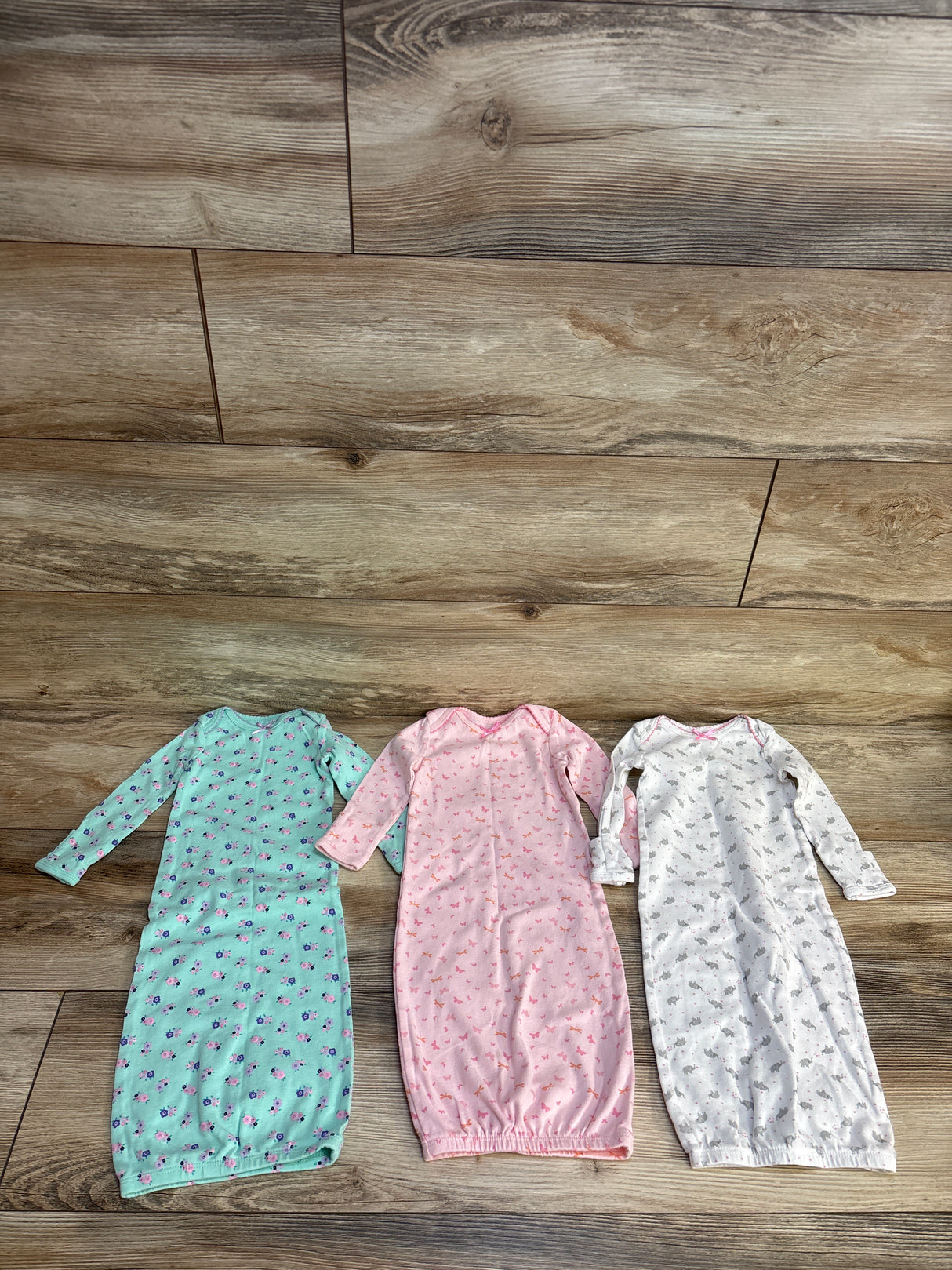 Simple Joys 3pk Butterfly & Dragon Fly Print Sleeper Gown Pink sz 0-3m