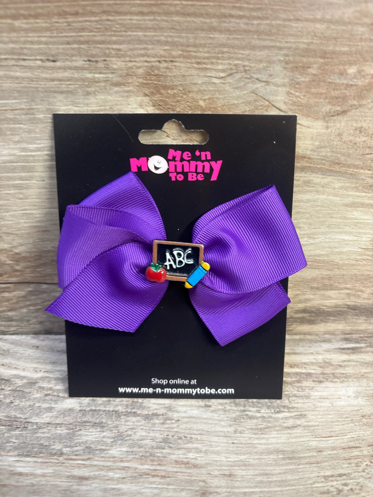 NEW School Chalkboard Applique Hair Bow Purple
