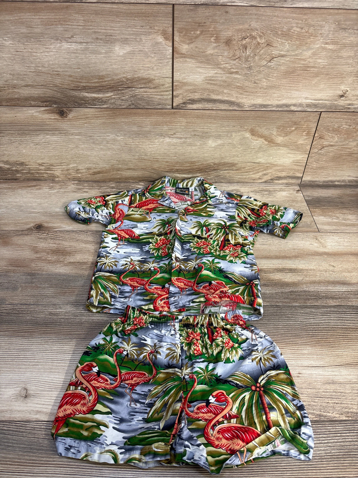 Hawaiian Fashion Boy Cabana Set Flamingo sz 2T