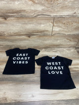 East Coast Vibes & West Coast Love 2pk Black T-shirts sz 2T