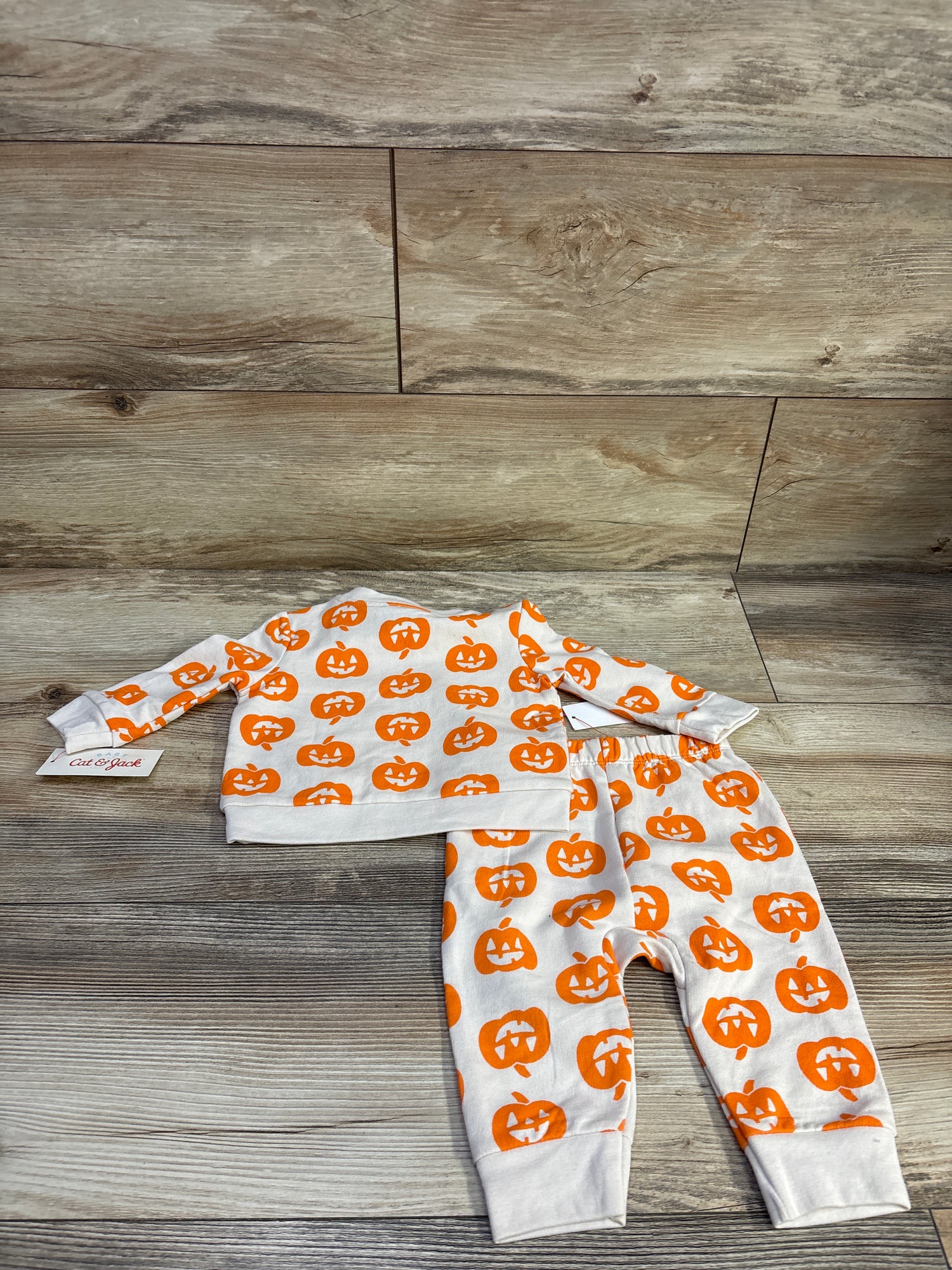 NEW Cat & Jack 2pc Halloween Pumpkin Sweatshirt & Jogger Set Orange sz 3-6m
