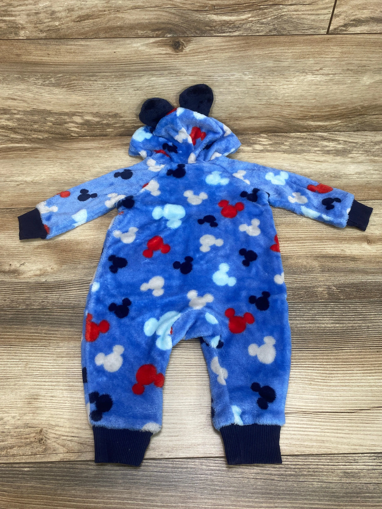 Disney Baby Mickey Mouse Fleece Hooded Coverall Blue sz 3-6m