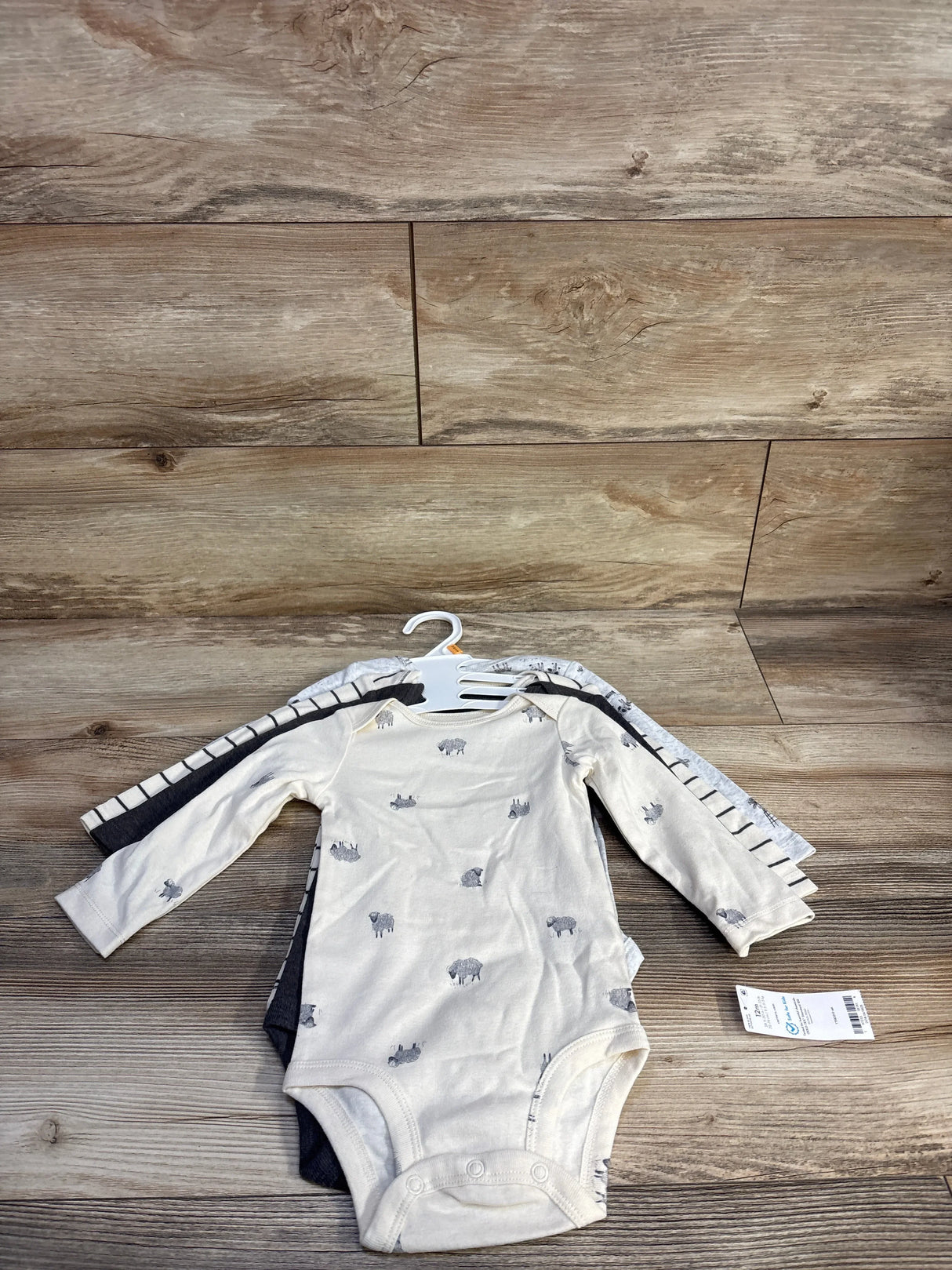 NEW Carter's 4pk Long Sleeve Bodysuits Beige sz 12m