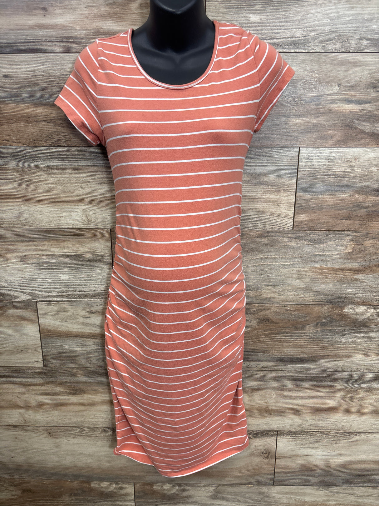 Isabel Maternity Striped Bodycon Dress Peach sz Medium