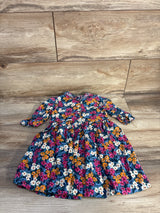 Bonnie Baby Floral Embroidered Long Sleeve Dress Blue sz 24m