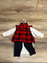 Carter's 3pc Buffalo Plaid Velour Vest & Bodysuit Set White sz 6m