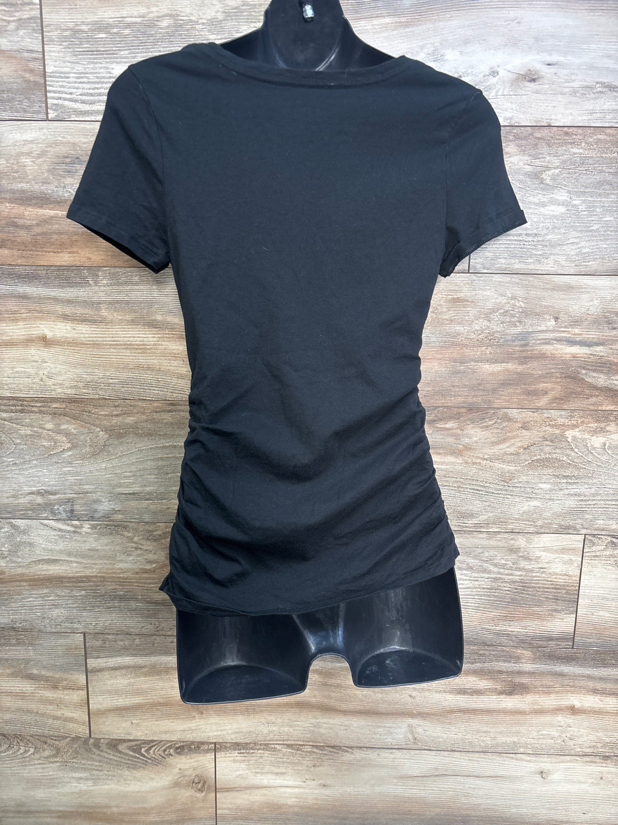 Isabel Maternity Ruched V-Neck Shirt Black sz Medium