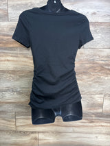 Isabel Maternity Ruched V-Neck Shirt Black sz Medium