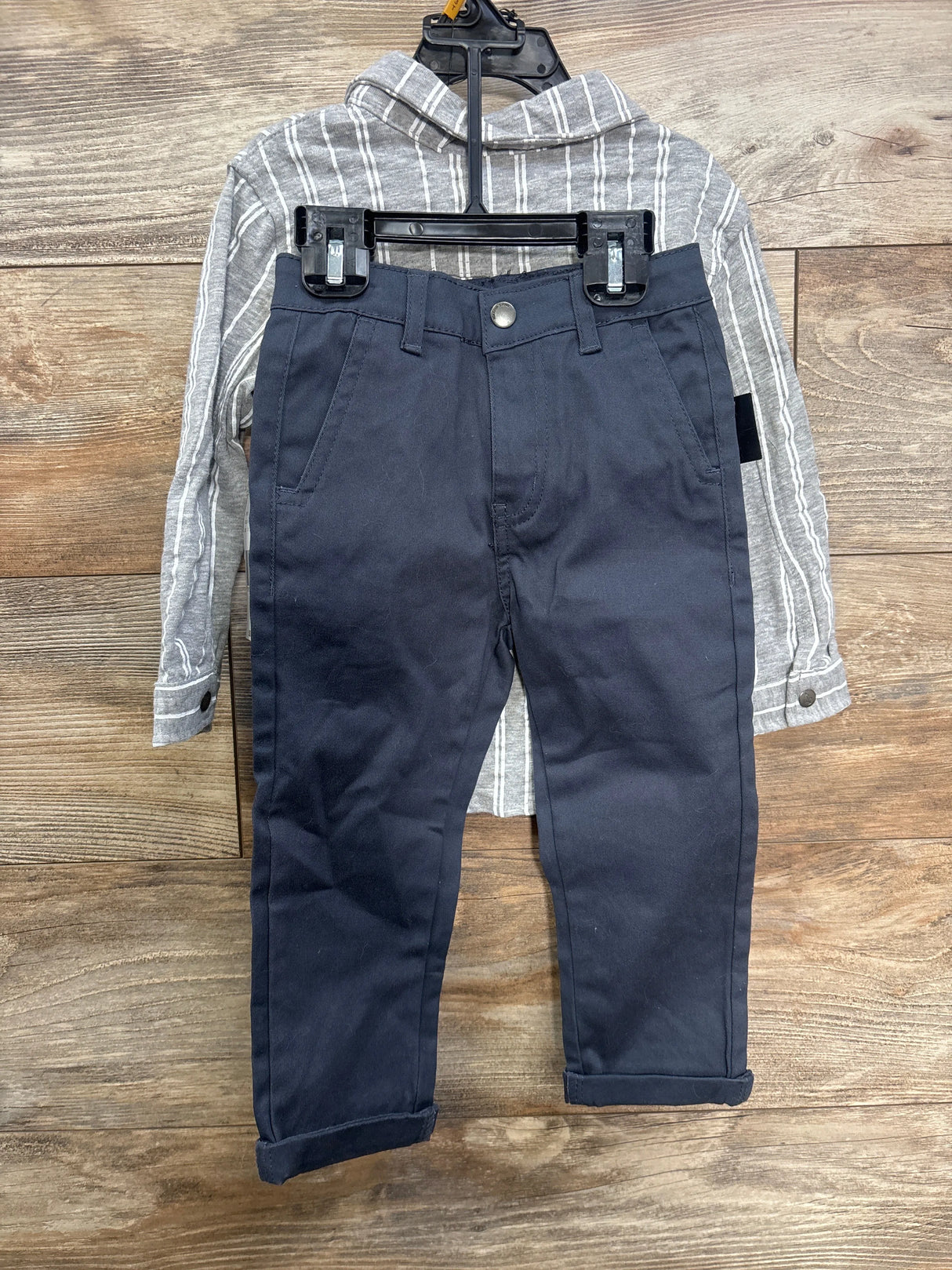 NEW Volcom 2pc Striped Long Sleeve Shirt & Pants Grey sz 3T