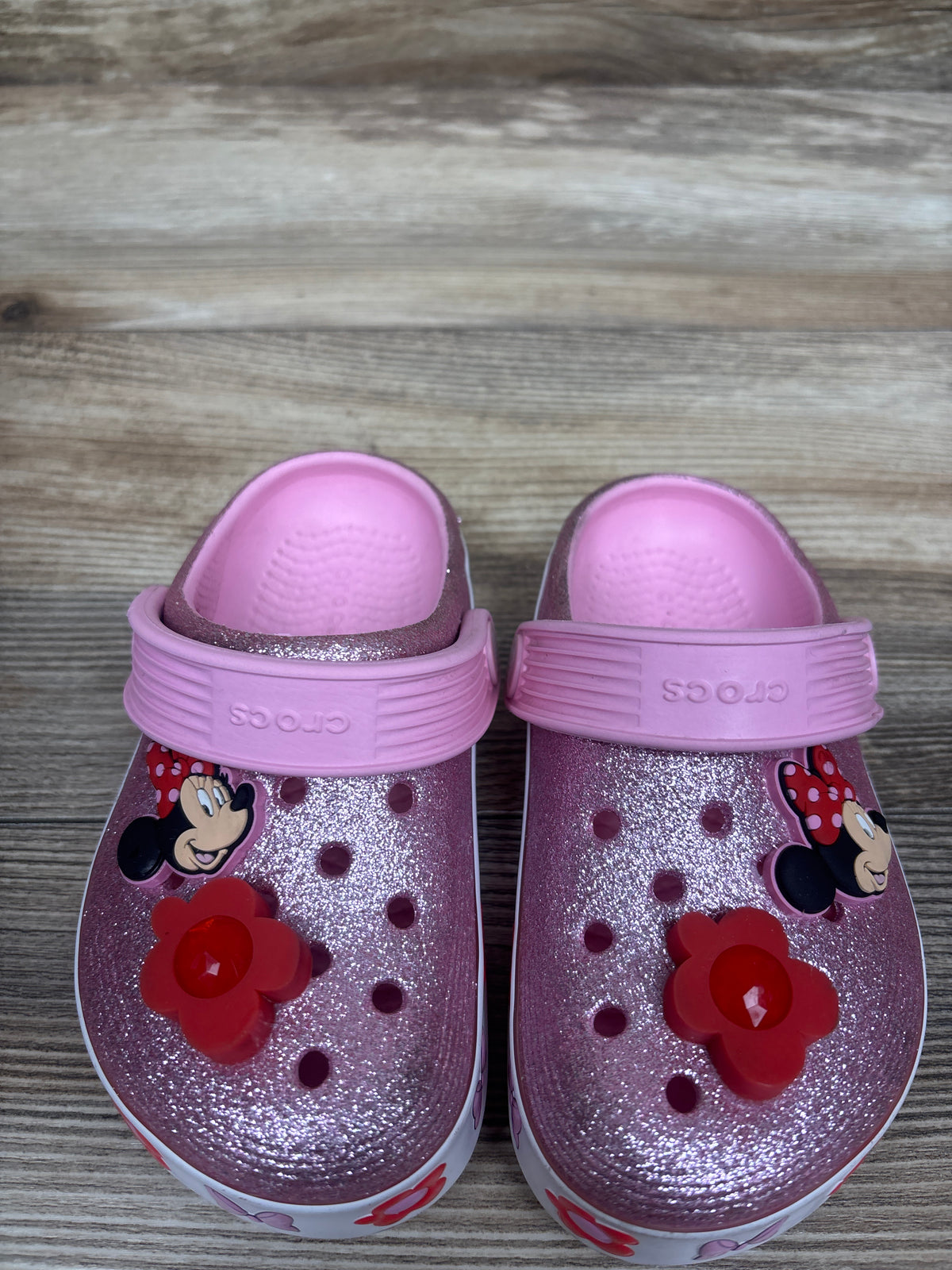 Crocs Disney Minnie Mouse Glitter Light Up Clogs Pink sz 9c