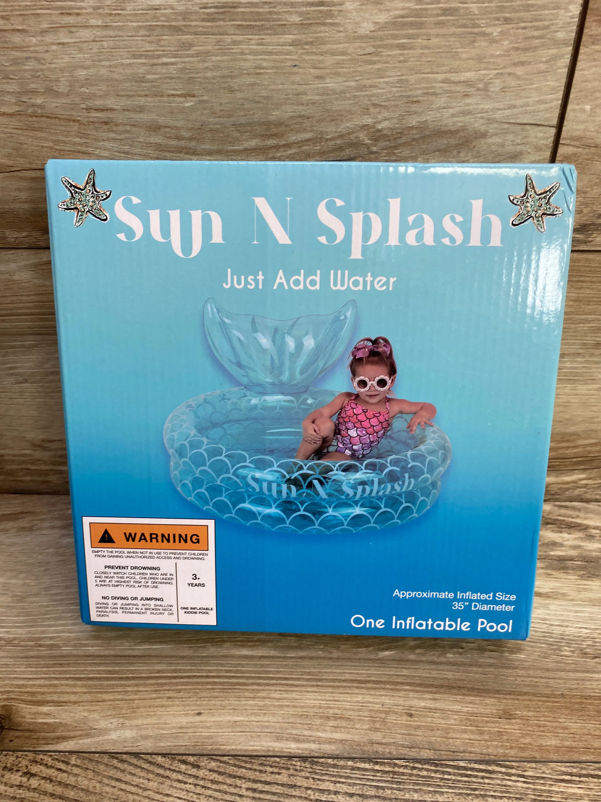 NEW Sun N Splash Mermaid Inflatable Children's Pool Blue