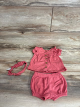 Carter's 3pc Gauze Button-Up Shirt, Shorts, & Headband Set Red sz 6m