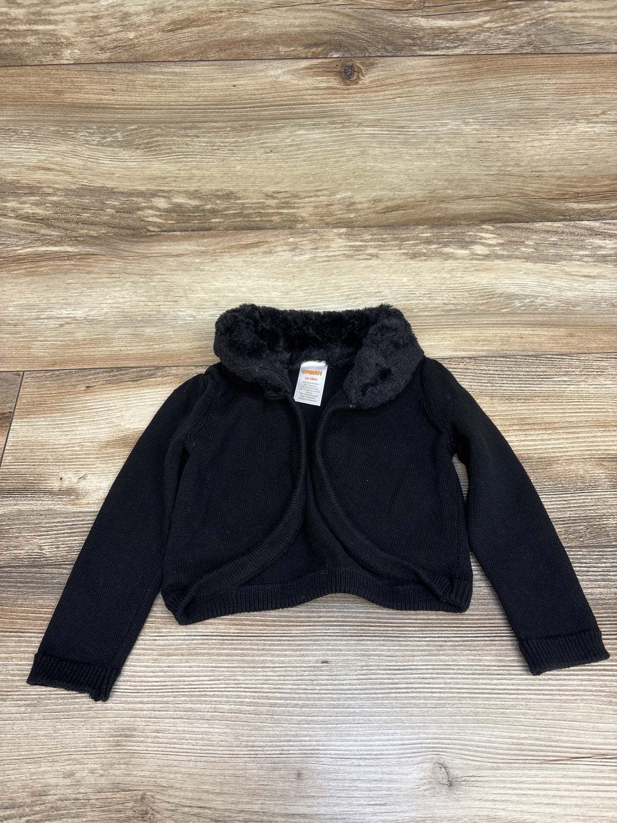 Gymboree Faux Fur Collar Cardigan Black sz 12-18m