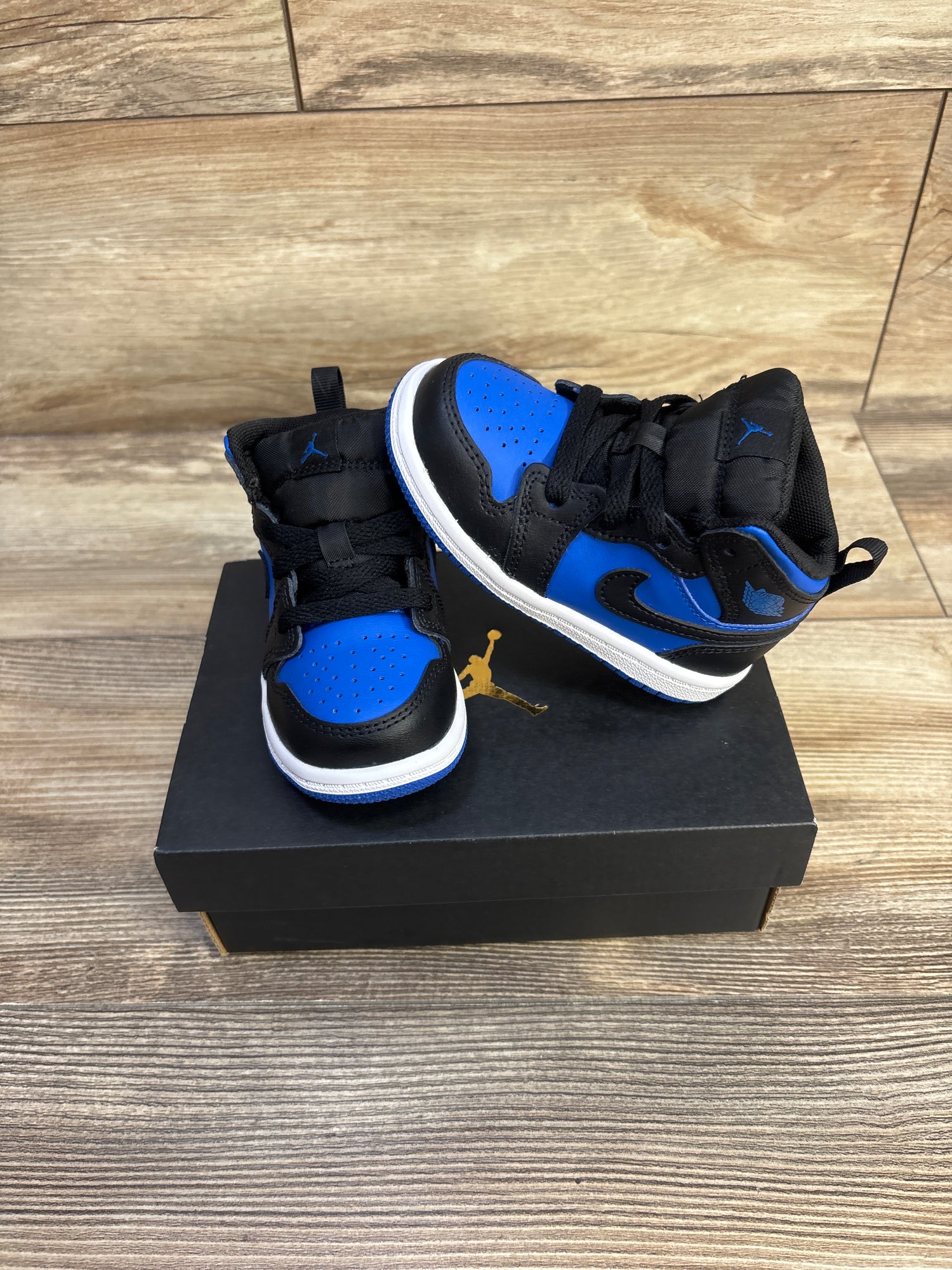 Air Jordan 1 Mid TD 'Black Royal Blue' Sneakers sz 6c