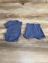 H&M 2pc Kimono Bodysuit & Shorts Blue sz Preemie