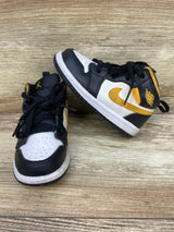 Air Jordan 1 Mid TD 'Black University Gold' Sneakers sz 7c