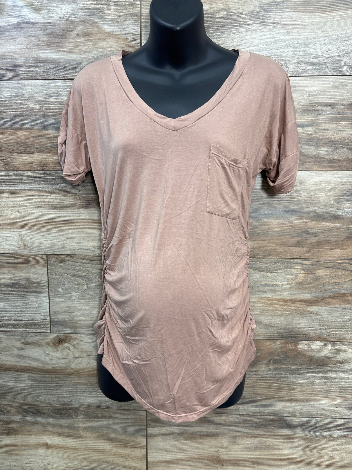 V-Neck Pocket Ruched Shirt sz Medium