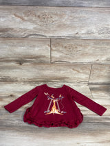 Long Sleeve Deer Christmas Shirt Burgundy sz 18m