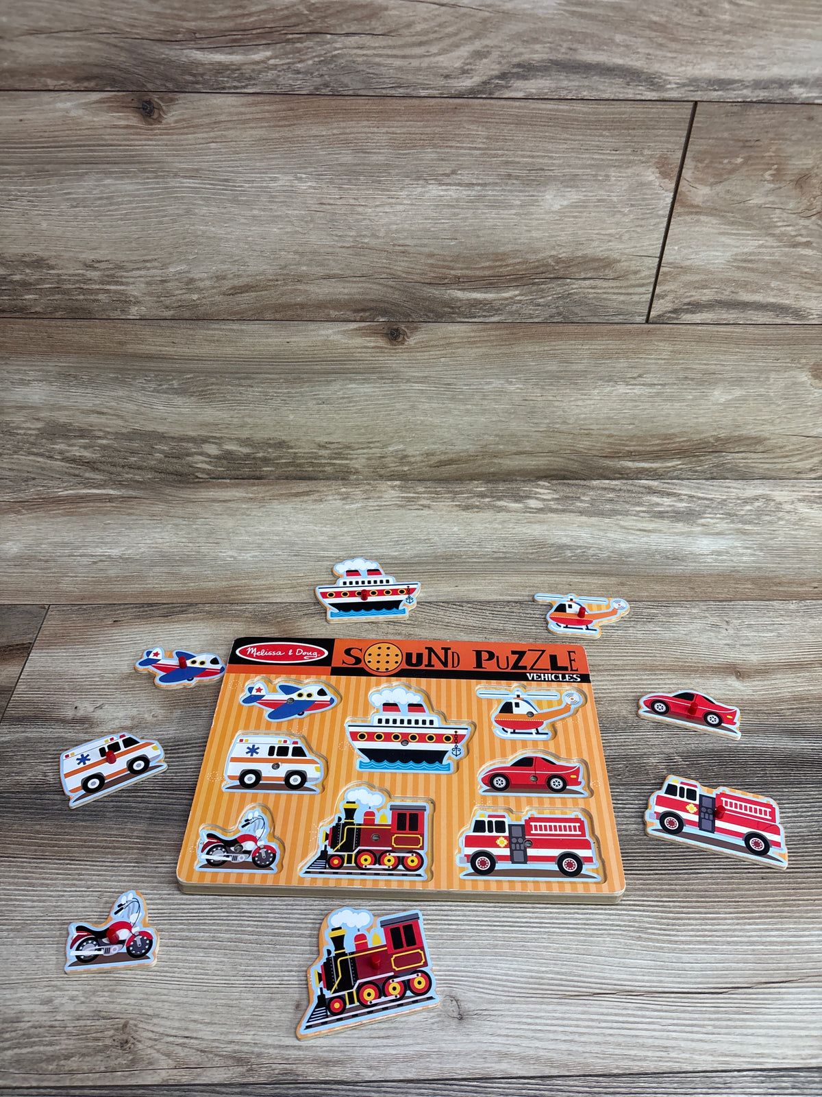 Melissa & Doug Wooden Vehicles Sound Puzzle - 8pc