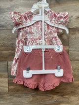 NWOT Cynthia Rowley 2pc Western Cowgirl Peplum Top & Shorts Set Pink sz 12m