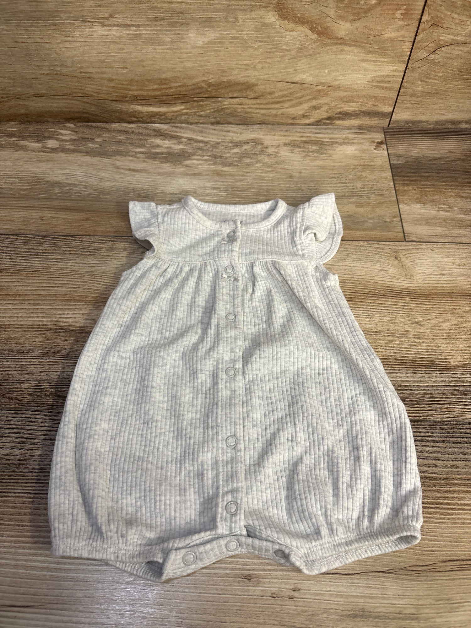 Carter's Ribbed Button Front Shortie Romper Grey sz 3m