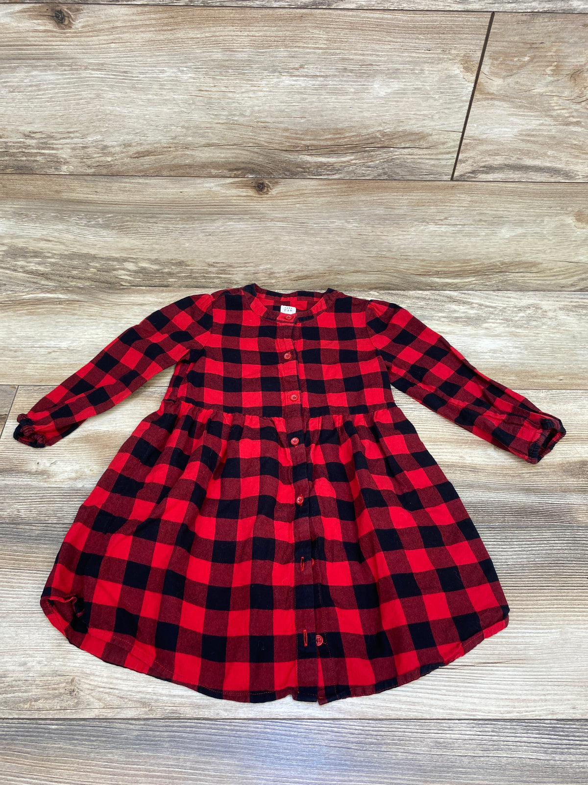 Baby Gap Plaid Long Sleeve Button Dress Red sz 4T