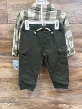 NEW Little Lad 2pc Flannel & Pants Set Green sz 12m