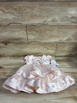 NEW Bonnie Baby 2pc Cap Sleeve Foiled Dress & Bloomers Set Pink sz 18m