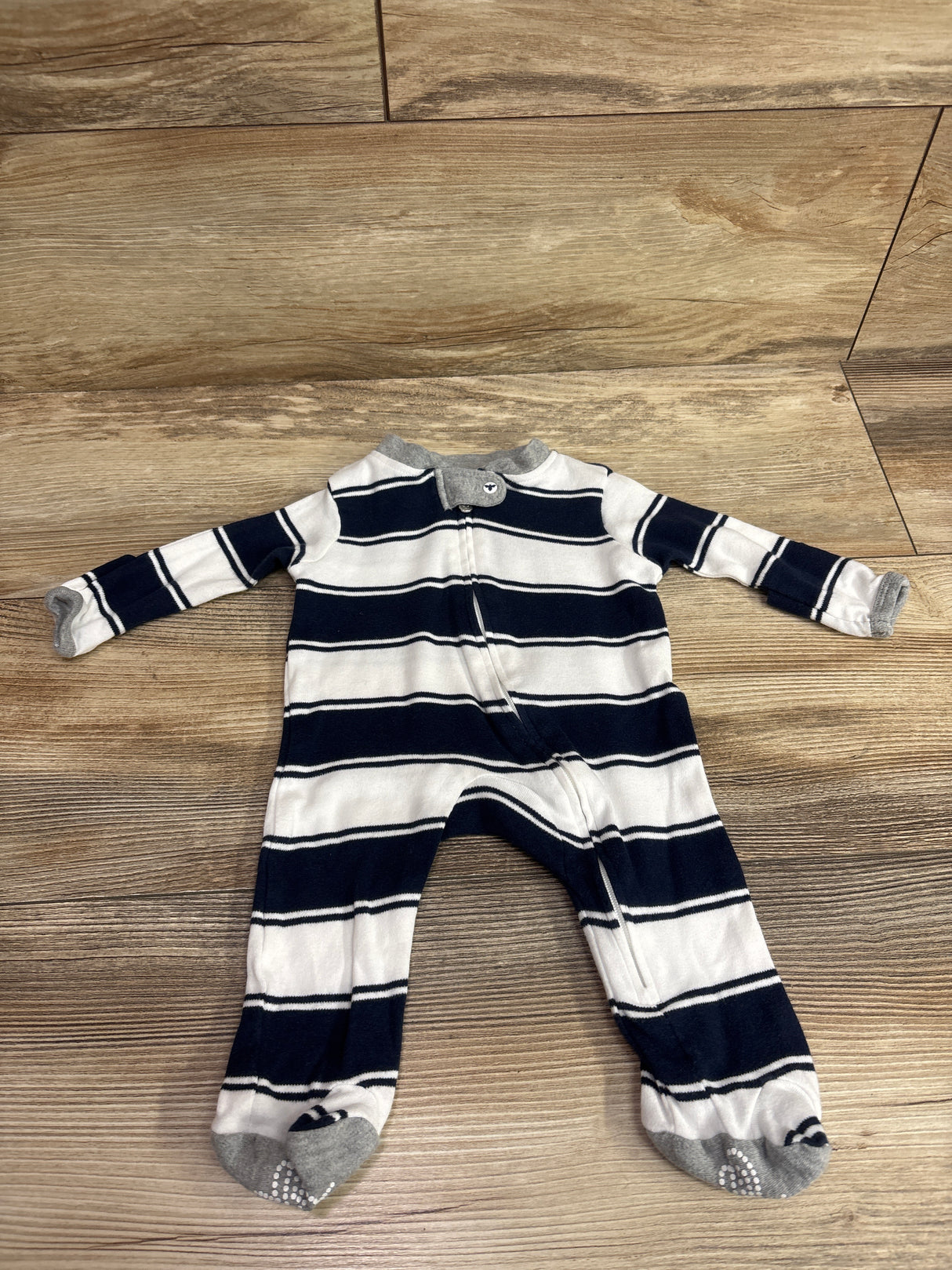 Burts Bees Baby Striped Sleeper White sz Newborn
